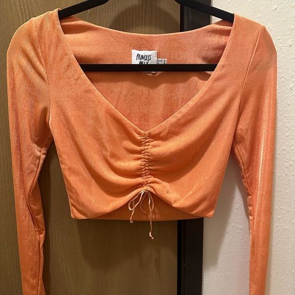 Princess Polly Tops - Princess Polly Orange Long Sleeve Crop Top